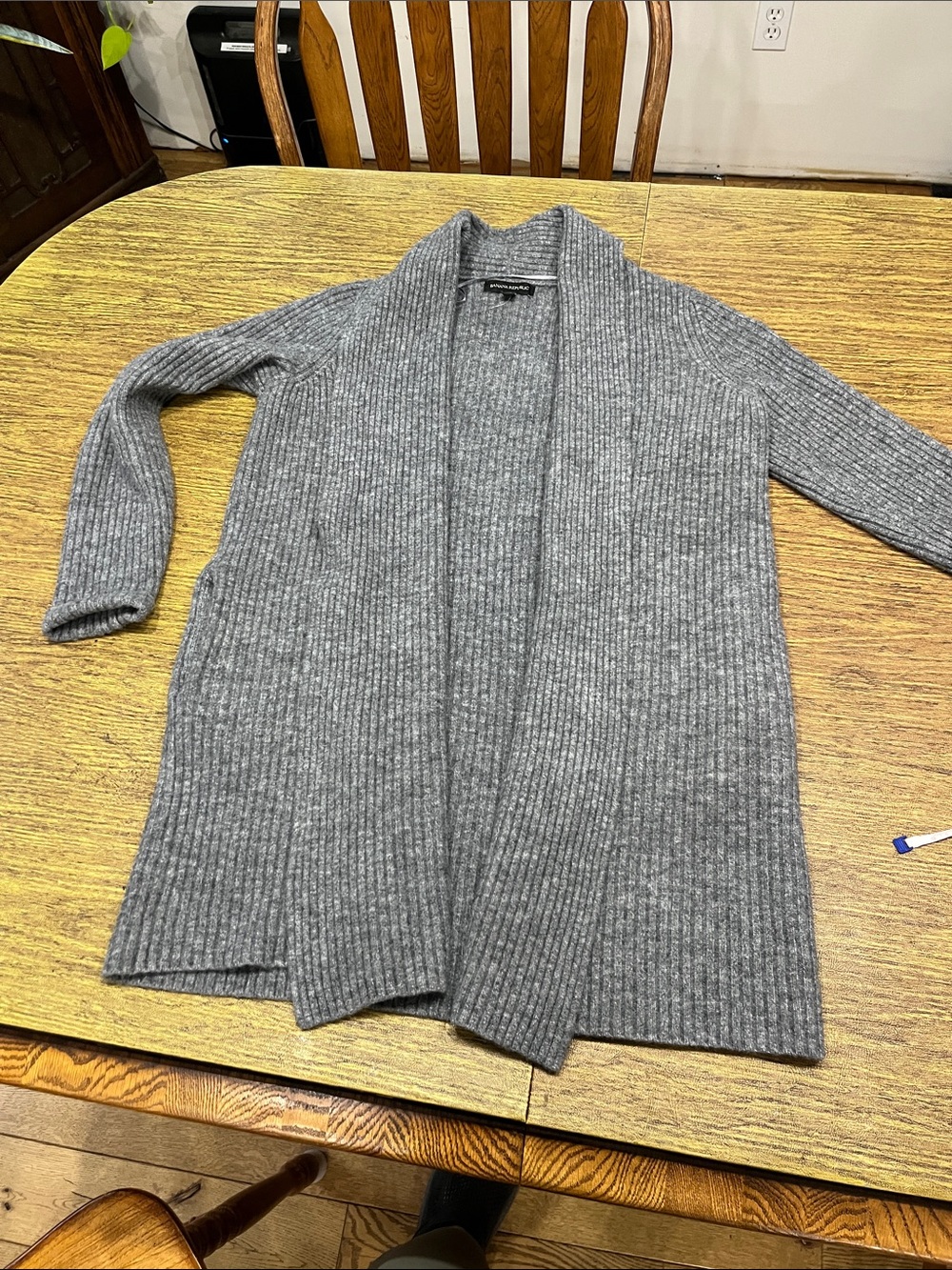 Banana Republic Gray Ribbed Open-Front Cardigan